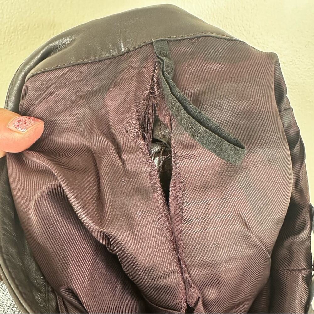 GUCCI Vintage Leather Pants Womens 44/ US 8 Dark Brown Straight Leg - Picture 10 of 11